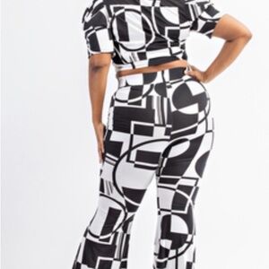 Black and White Geometric Women's Jumpsuit